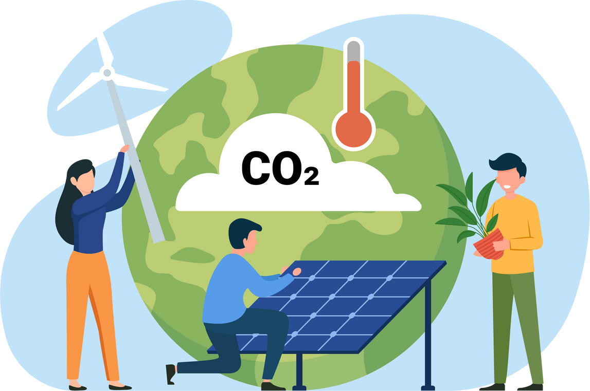 Reduce CO2 emission illustration concept